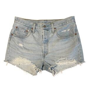 LEVI’S 501 Cut Off Denim Shorts Button Fly Boyfriend Distressed Women’s Size 31
